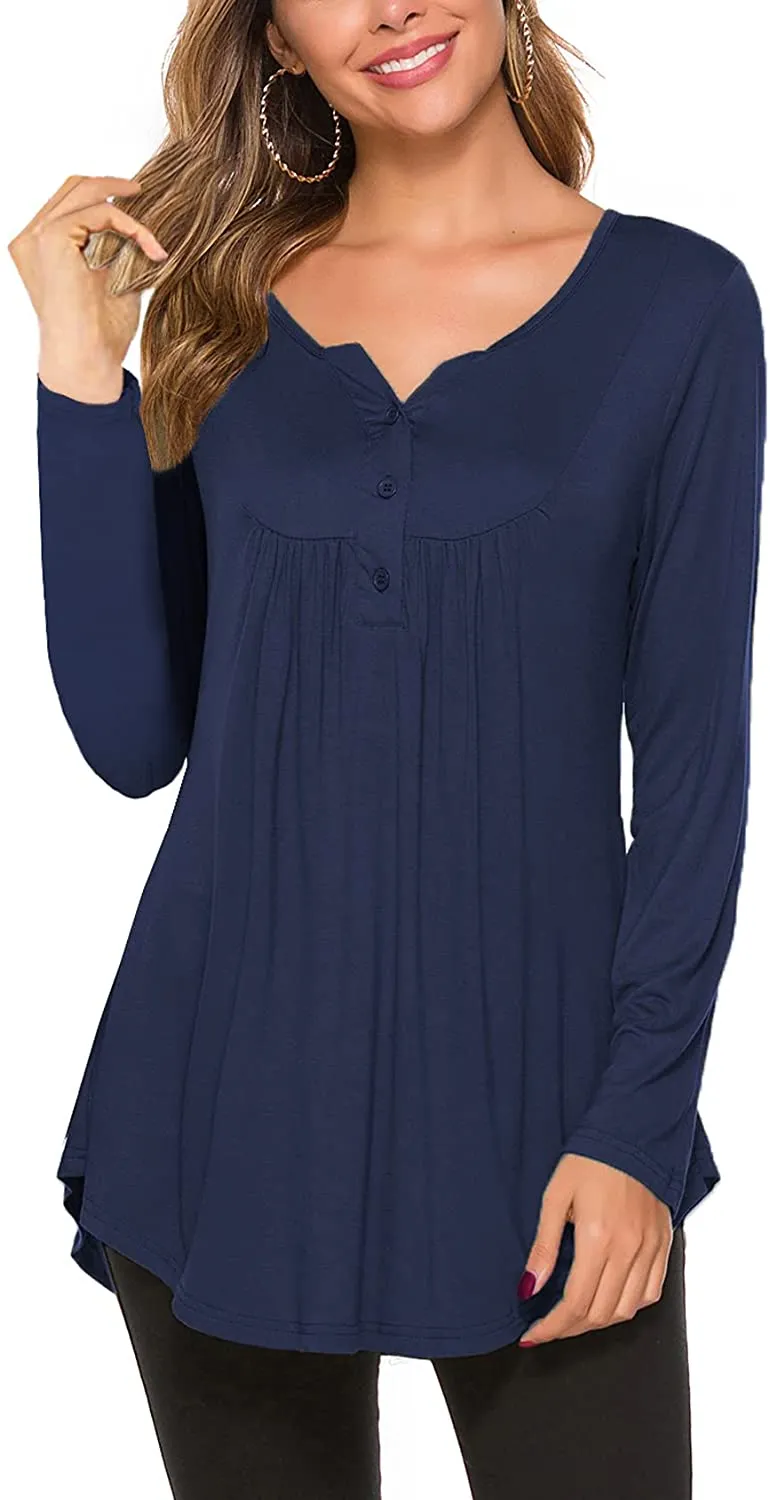 Women's Casual Long Sleeve Henley