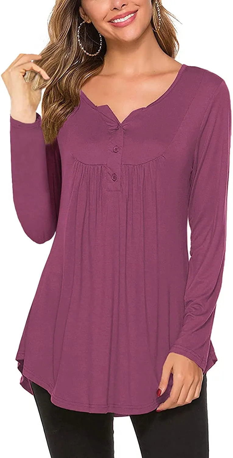 Women's Casual Long Sleeve Henley