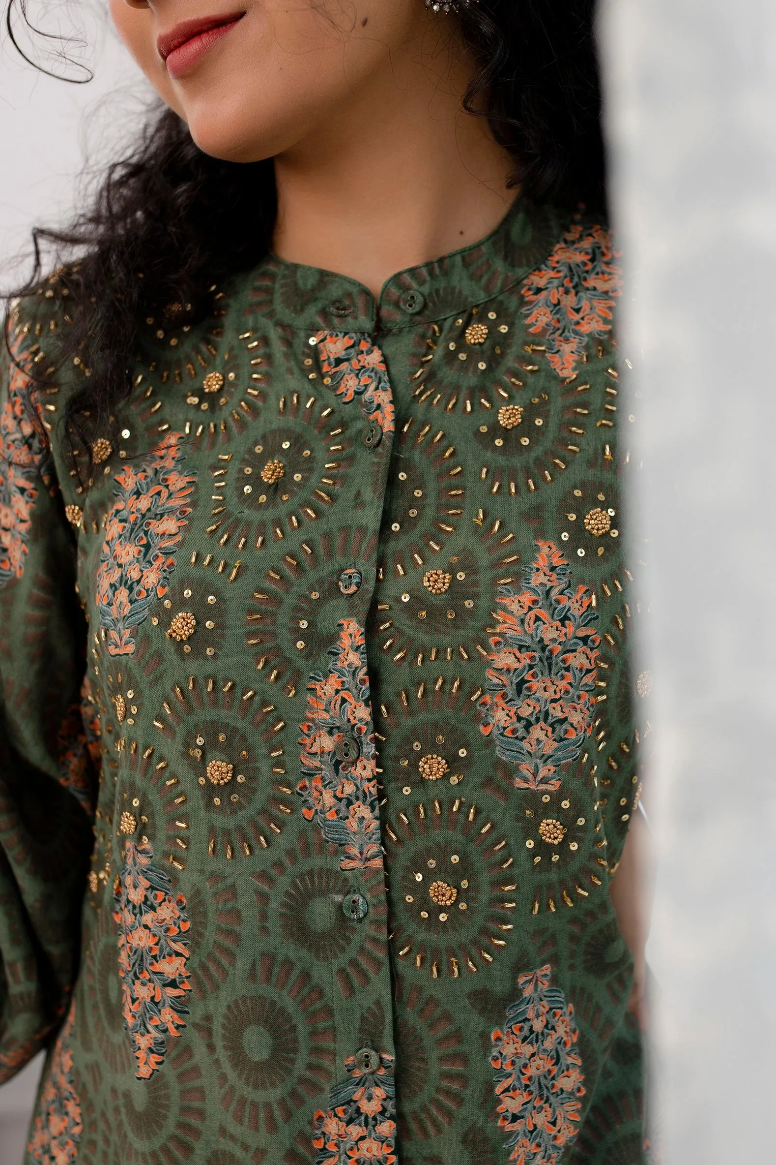 Women's Green Rayon A-Line Kurta and Palazzo Set