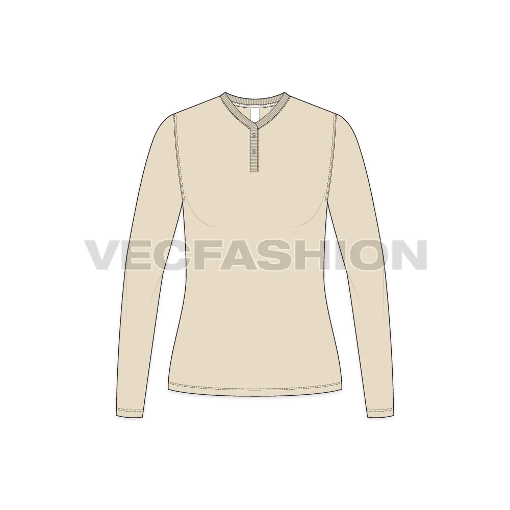 Women's Long Sleeve Henley Neck