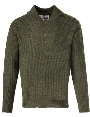 Wool Blend Military Henley Sweater Olive