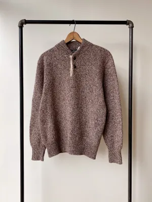 Wool Knit Henley Sweater—[M]