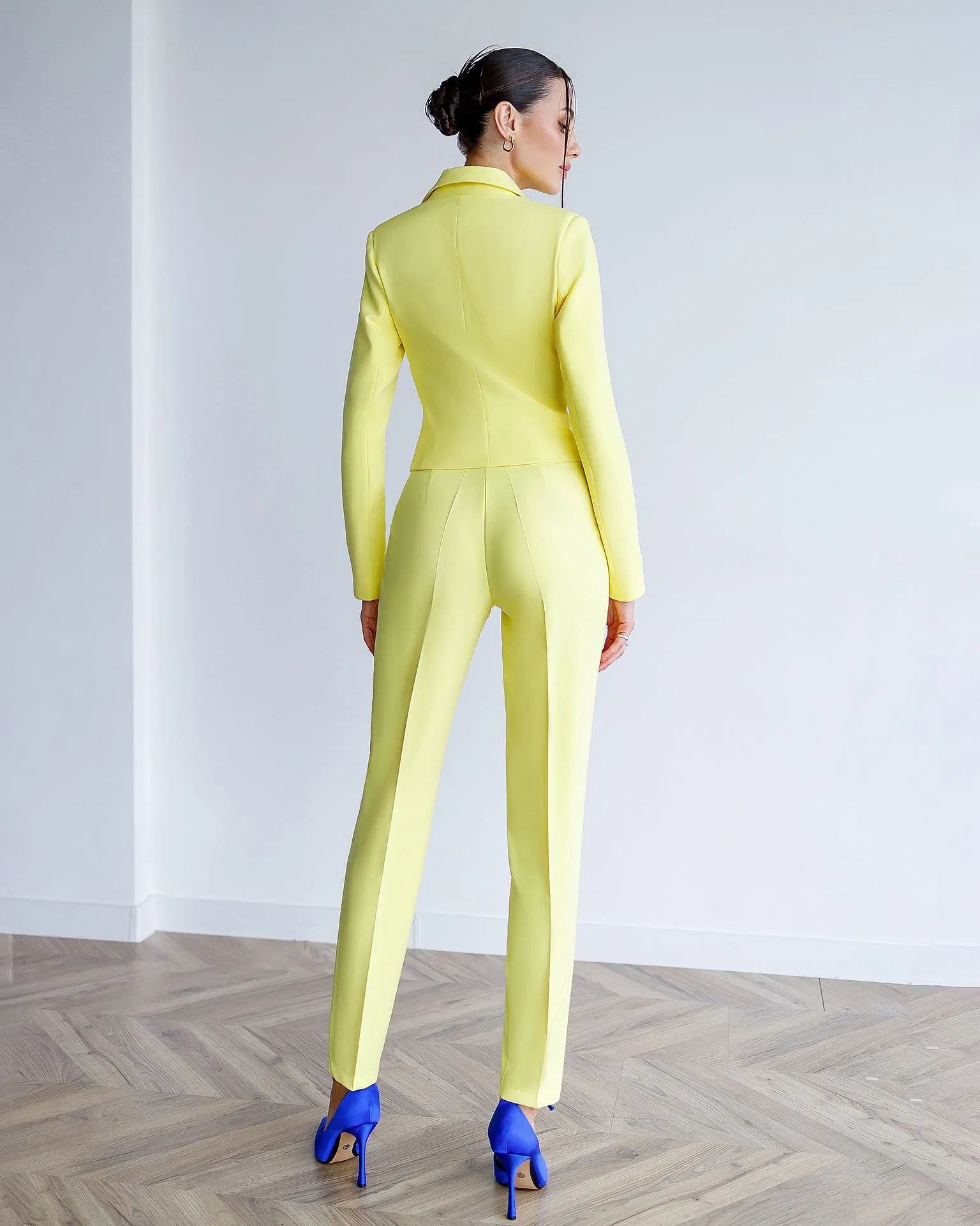 Yellow Crop Jacket Suit 2-Piece