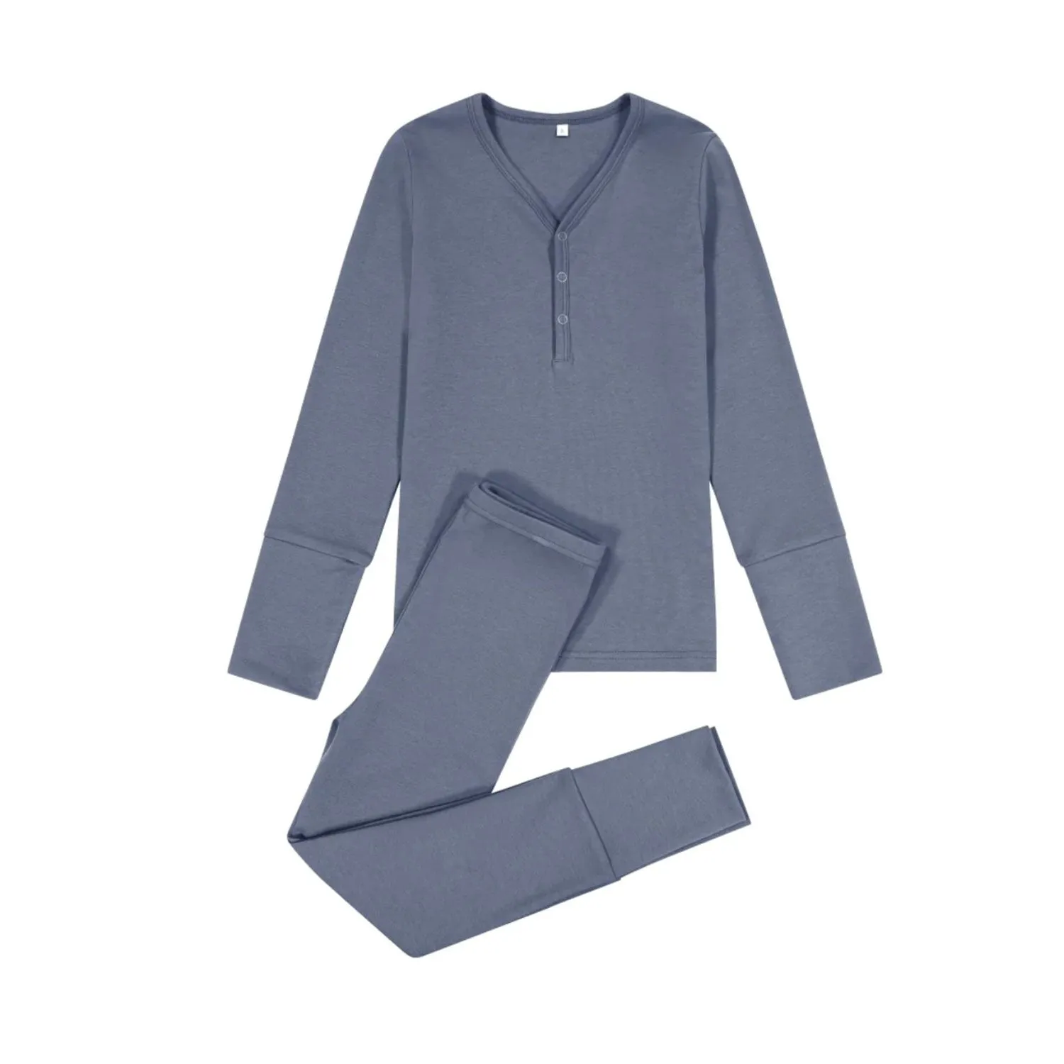 Zeebra Kids Slate Blue Henley Pajamas